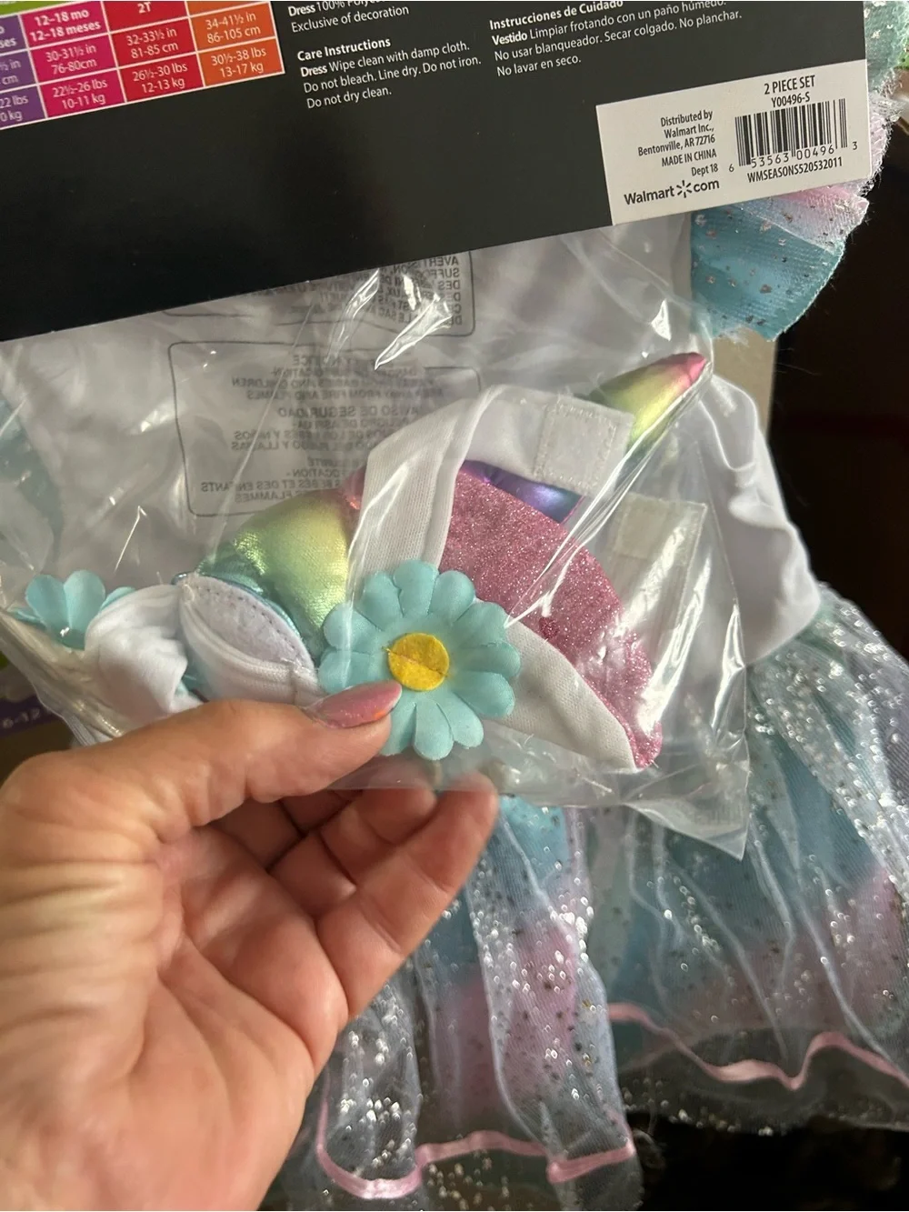 Unicorn Infant Dress & Headband Costume - 6-12 Months - Pastel Pink/Blue